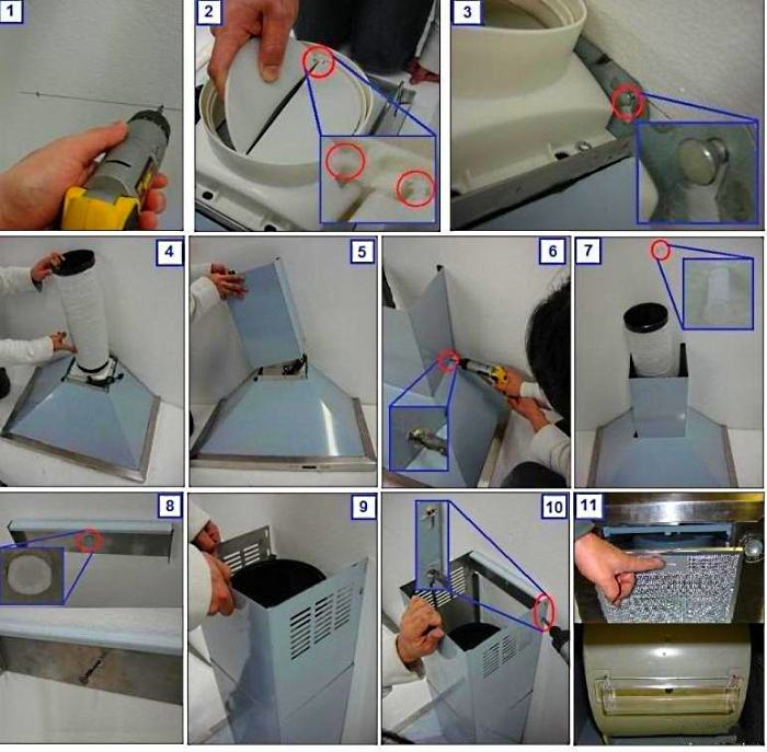 Подробная инструкция по установке кухонной вытяжки
