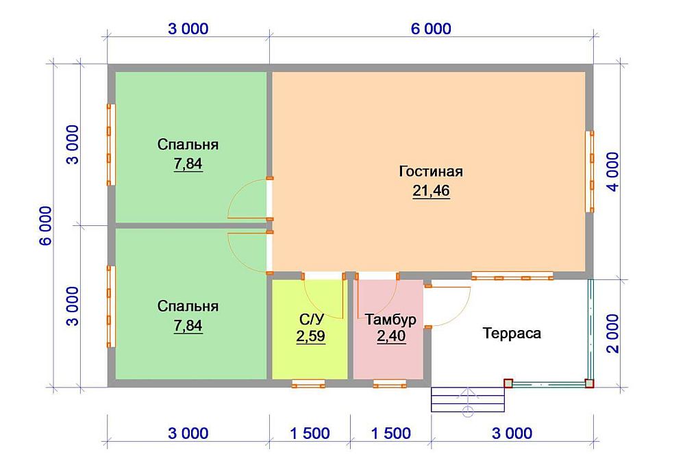 Поэтажный план одноэтажного дома